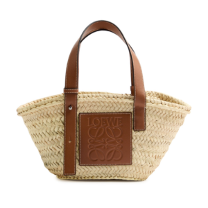 LOEWE – Small cream raffia basket bag